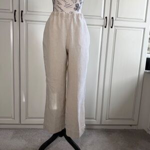 J Jill Love Linen Flax Pull-on Wide Leg Cropped Pant Size M/Tall